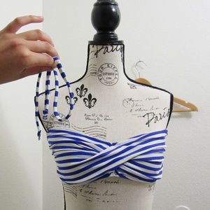 ARIZONA JEAN CO. PURPLE STRIPE BIKINI TOP